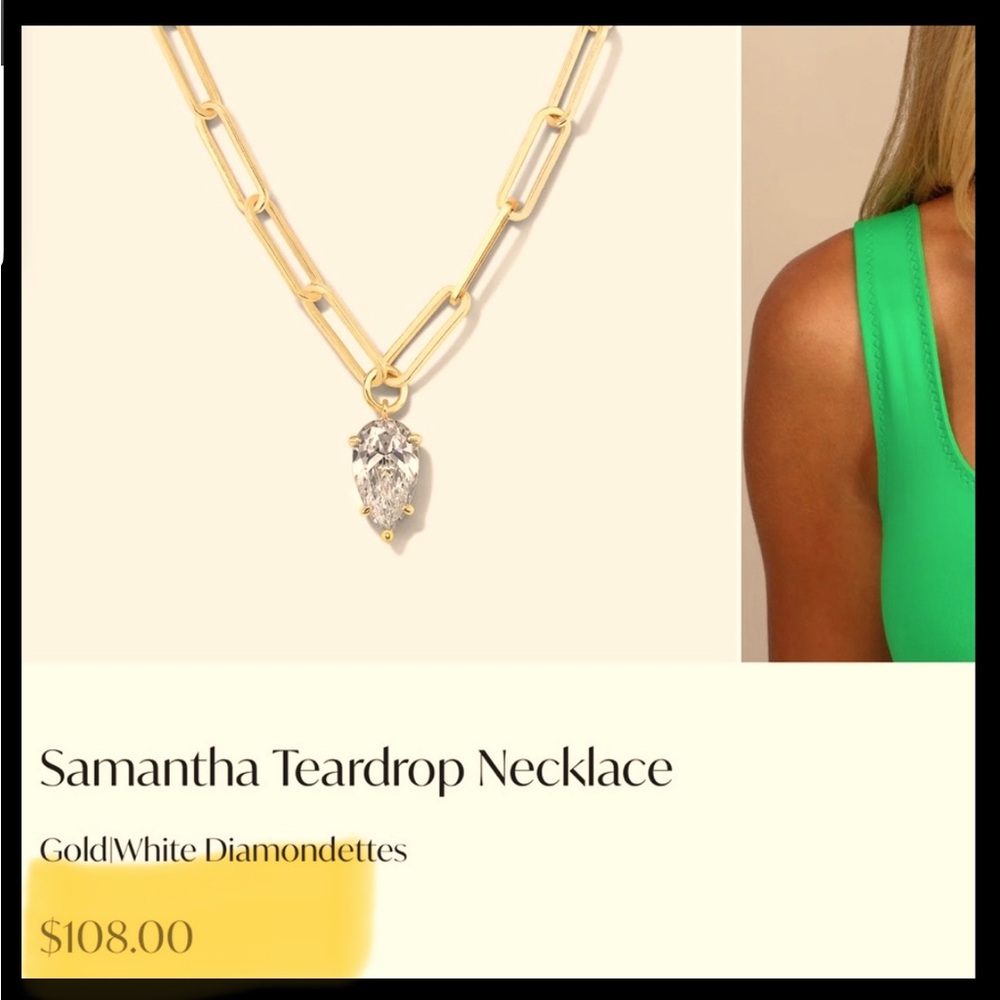 NWOT Melinda Maria Gold Samantha Teardrop Necklace